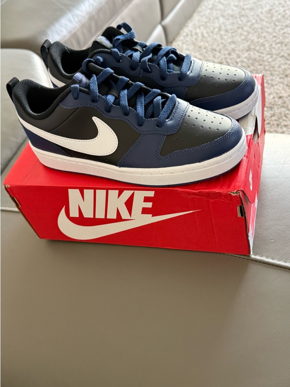 Nike Court Borough Low 2 GS Midnight Navy Black colorway. W8 or Y6.5